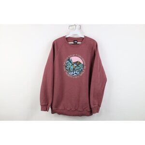 The North Face Womens Large Faded Spell Out Mountains Trees Nature Sweatshirt